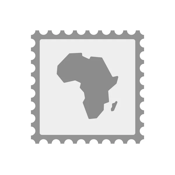 Icona del francobollo postale isolato con una mappa del continente africano — Vettoriale Stock