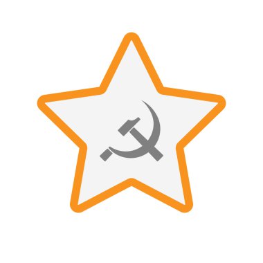 İzole hat sanat yıldız simgesi ile komünist sembolü