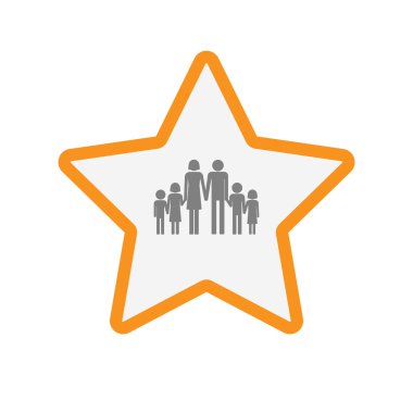 İzole hat sanat yıldız simgesi ile büyük bir aile piktogram