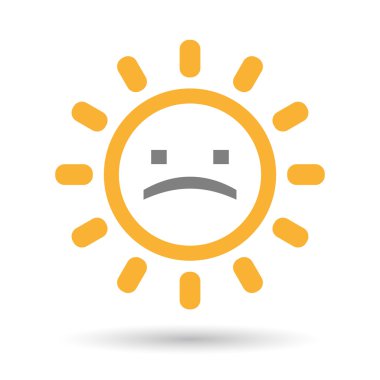 İzole satırı sanat güneş simgesi üzgün metin yüzü olan