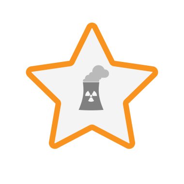 İzole hat sanat yıldız simgesi ile bir nükleer güç istasyonu