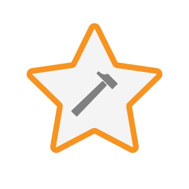 İzole hat sanat yıldız simgesi bir çekiç ile