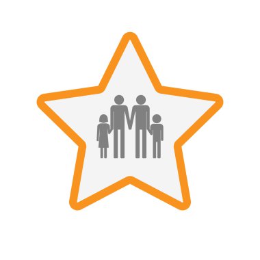 İzole hat sanat yıldız simgesi ile bir gay anne aile piktogram