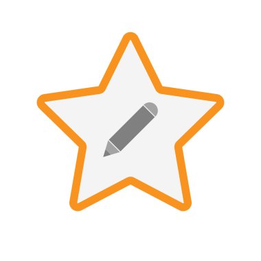 İzole hat sanat yıldız simgesi ile bir kalem