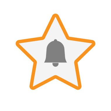 İzole hat sanat yıldız simgesi ile bir çan