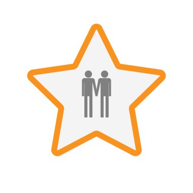 İzole hat sanat yıldız simgesi ile bir gay çift piktogram