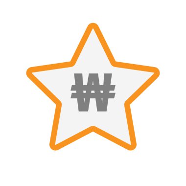 Kazanılan para birimi işaretiyle izole hat sanat yıldız simgesi