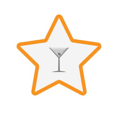 İzole hat sanat yıldız simgesi ile bir kokteyl cam