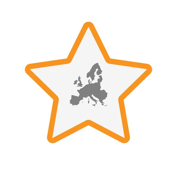 Isolierte Linie Kunst Star-Symbol mit einer Karte von Europa — Stockvektor