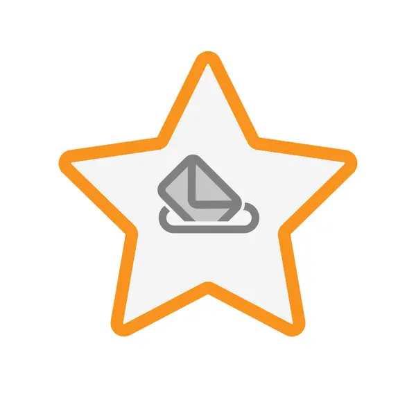 Isolato linea arte stella icona con una scheda elettorale — Vettoriale Stock