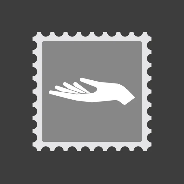 Ícone de carimbo de correio isolado com uma oferta de mão — Vetor de Stock