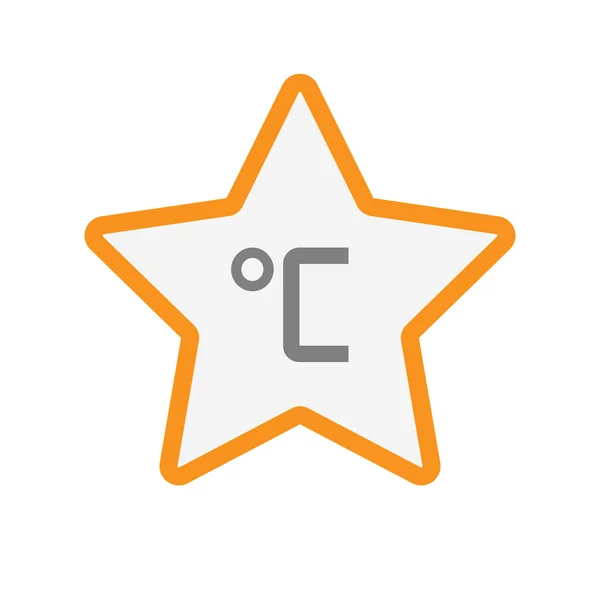 Linia na białym tle sztuki gwiazda ikona ze znakiem stopnia Celsjusza — Wektor stockowy