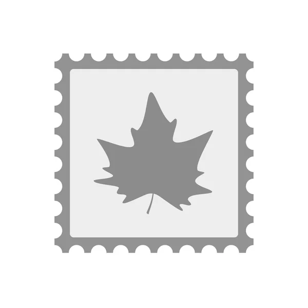 Icono de sello de correo aislado con un árbol de hojas de otoño — Vector de stock