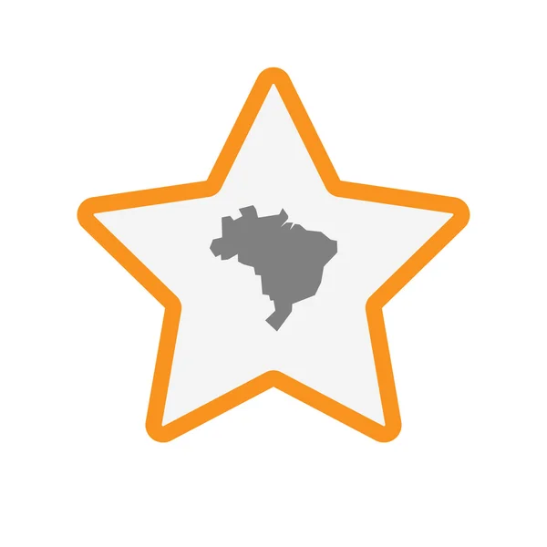 Ícone de estrela de arte de linha isolada com um mapa do Brasil — Vetor de Stock