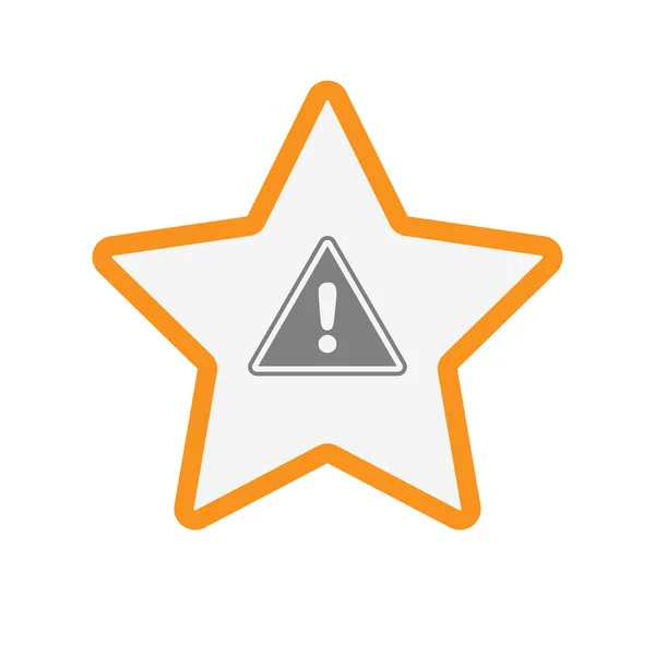 Ícone de estrela de arte de linha isolada com um sinal de aviso — Vetor de Stock
