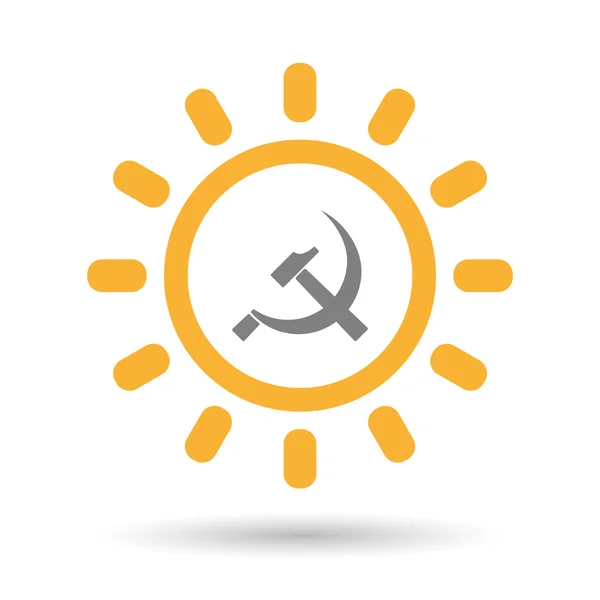 Isolierte Linie Kunst Sonne Ikone mit dem kommunistischen Symbol — Stockvektor