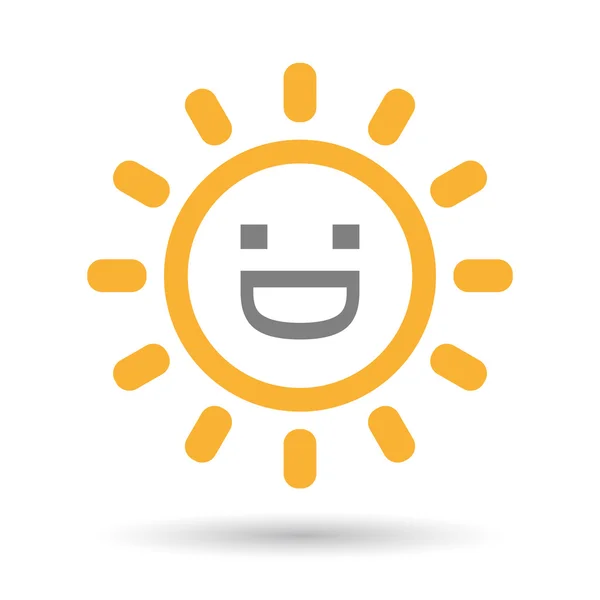 Isolerade konst solen ikon med en skrattande text ansikte — Stock vektor