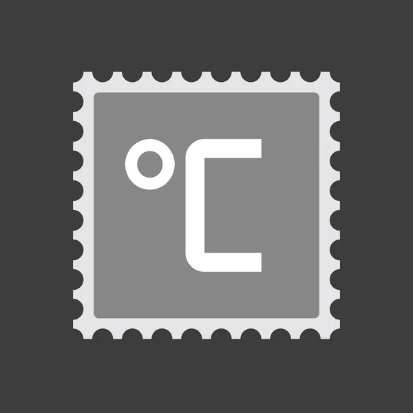 Ícone de selo de correio isolado com um sinal de grau celsius — Vetor de Stock