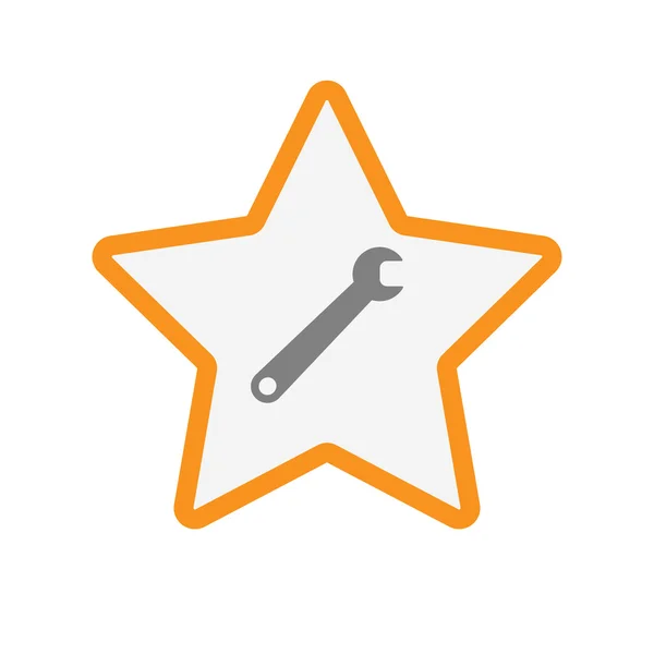 Icono de estrella de arte de línea aislada con una llave — Vector de stock