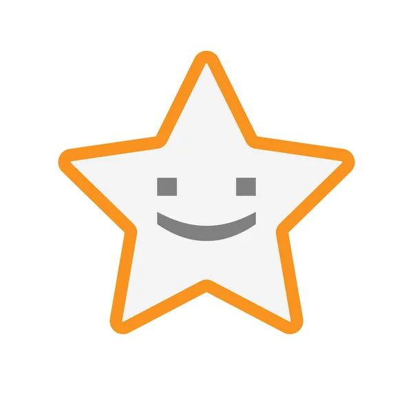 Isolé ligne icône étoile de l'art avec un visage de texte sourire — Image vectorielle