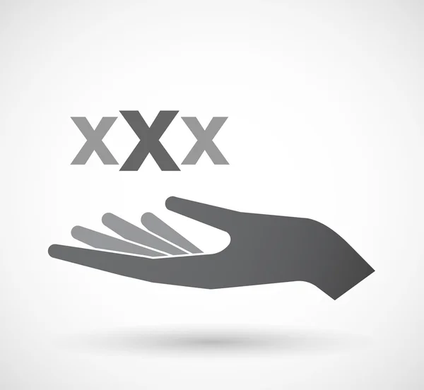 Izolované offerign ikona ruky s ikonou dopis Xxx — Stockový vektor