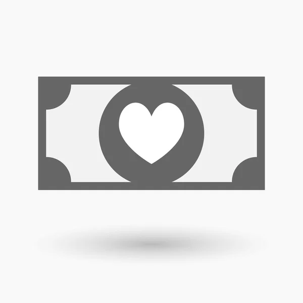 Isolated  bank note icon with  the heart poker playing card sign — Stock Vector