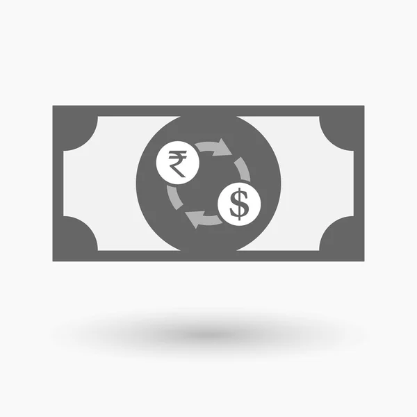 Απομονωμένη Τράπεζα Σημείωση εικονίδιο με το σύμβολο ανταλλαγής ρουπίες και Δολάριο — Διανυσματικό Αρχείο