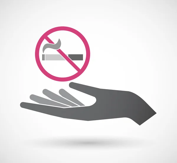 Isolated  offerign hand icon with  a no smoking sign — Stock Vector