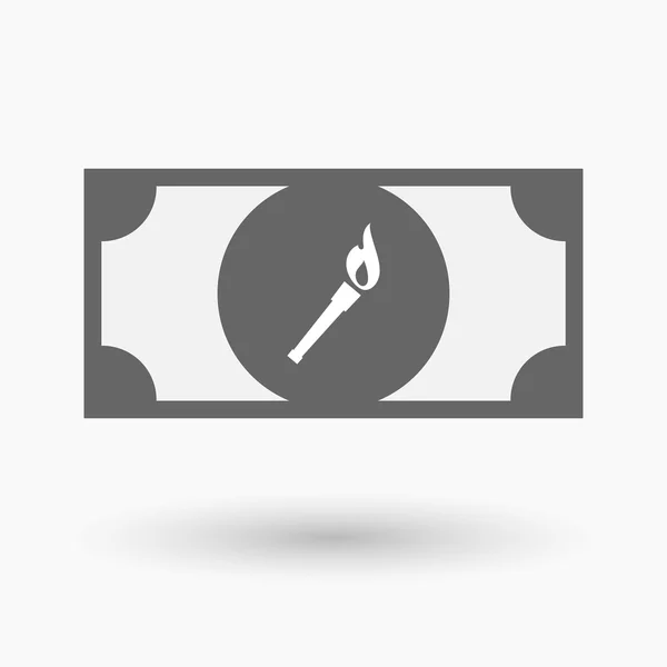 Ícone de nota bancária isolado com um ícone de tocha — Vetor de Stock