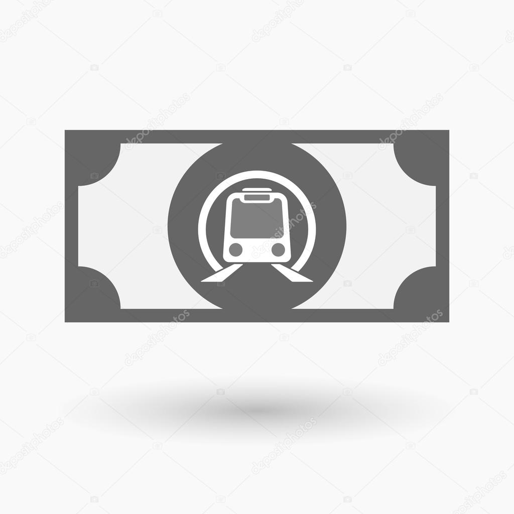 Isolated  bank note icon with  a subway train icon