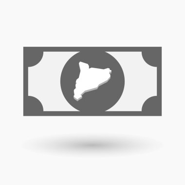 Catalonia Haritası ile izole banknot simgesi