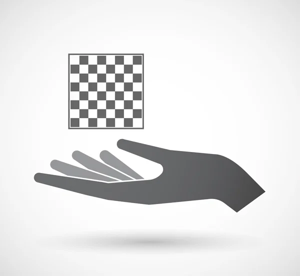Isolée icône main offrante avec un échiquier — Image vectorielle