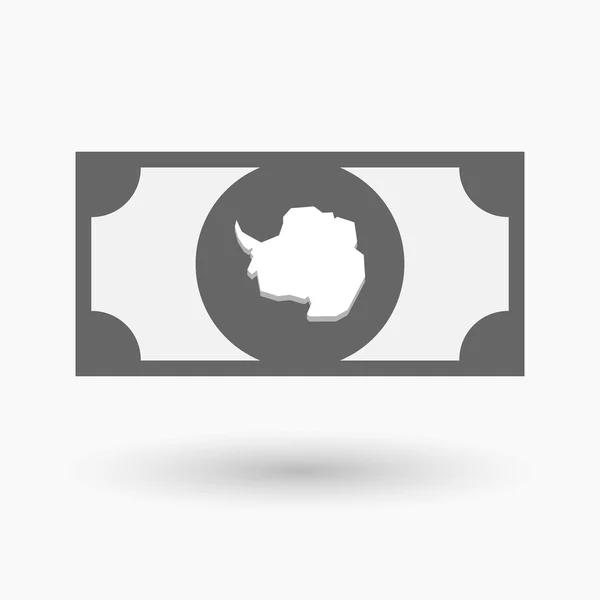 Ícone de nota bancária isolado com o mapa da Antártida — Vetor de Stock