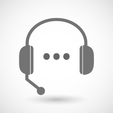Isolated  hands free headset icon with  an ellipsis orthographic clipart