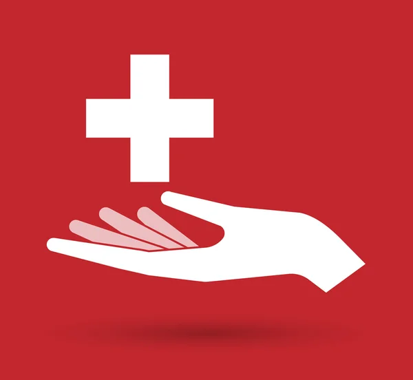 Ikon tangan offerign terisolasi dengan bendera Swiss - Stok Vektor