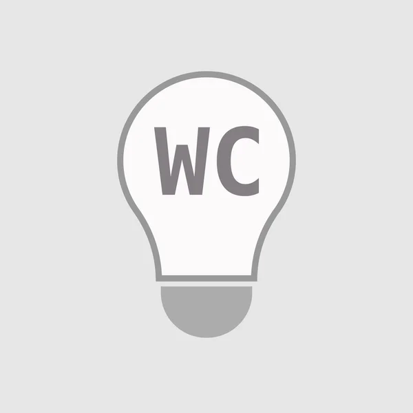 Ícone de lâmpada de arte de linha isolada com o texto WC — Vetor de Stock