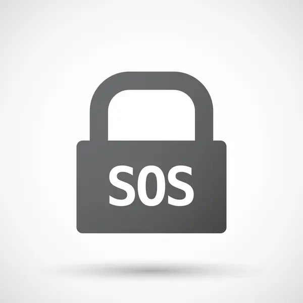 Isolated closed lock pad icon with    the text SOS — Stock Vector