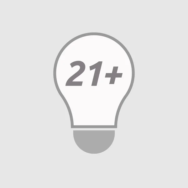 Isolierte Zeilenkunst Glühbirnen-Symbol mit dem Text 21+ — Stockvektor