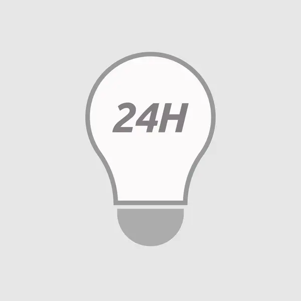 Izolované linie umění žárovka ikonu s textem 24h — Stockový vektor
