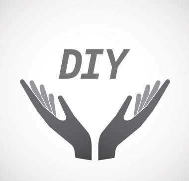 İzole eller simgesini DIY metinle sunan