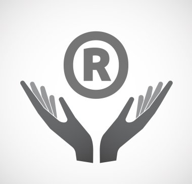 Kayıtlı ticari marka sy simgesiyle sunan izole eller