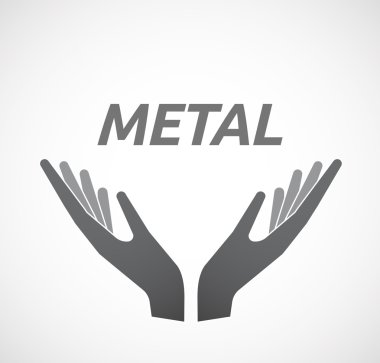 İzole eller simgesini metin Metal ile sunan