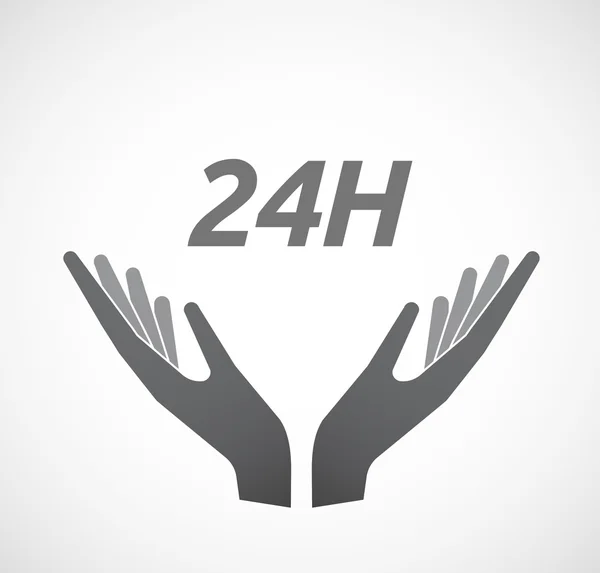 Mãos isoladas oferecendo ícone com o texto 24H — Vetor de Stock