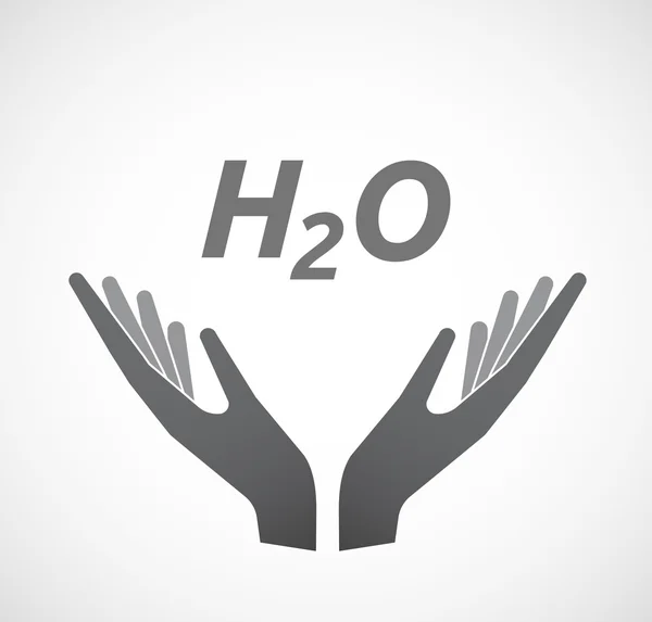 Manos aisladas que ofrecen icono con el texto H2O — Archivo Imágenes Vectoriales