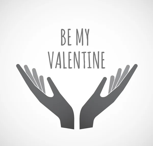 Geïsoleerd handen aanbieden van icoon met de tekst Be My Valentine — Stockvector