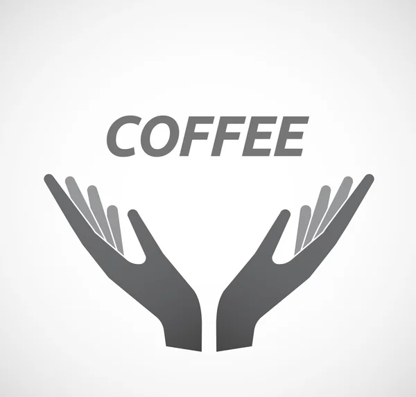 Mãos isoladas oferecendo ícone com o texto CAFÉ —  Vetores de Stock