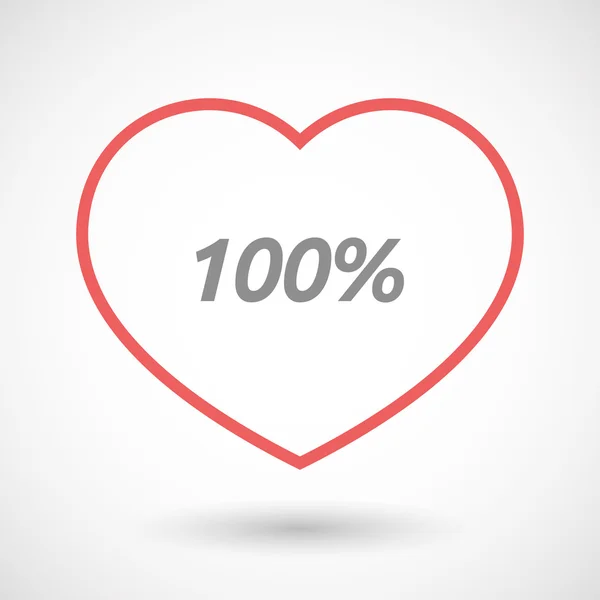 Isolated  line art heart icon with    the text 100% — Stock vektor