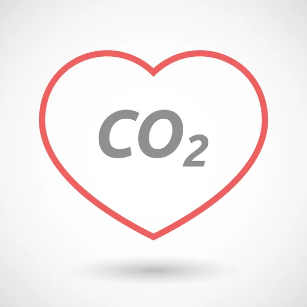 Ícone de coração de arte de linha isolada com o texto CO2 — Vetor de Stock