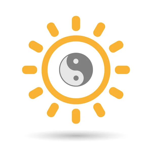 Isolato linea arte sole icona con uno yang ying — Vettoriale Stock