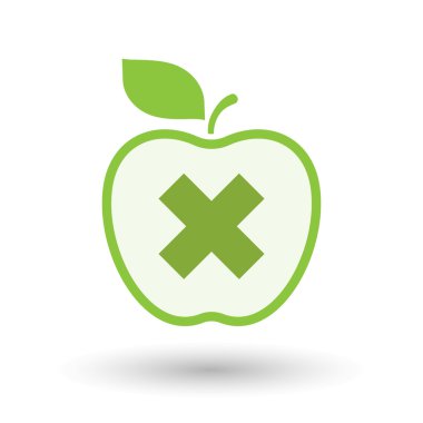 İzole satırı sanat elma simgesi x işareti